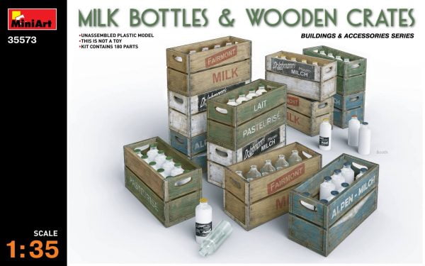 Milk Bottles with Wooden Crates
