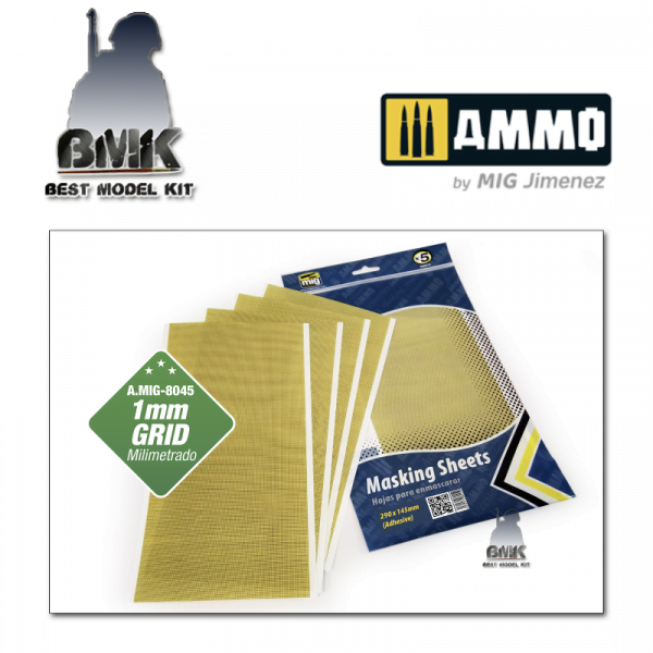 Masking Sheets 1mm Grid (290mm X 145mm) X5