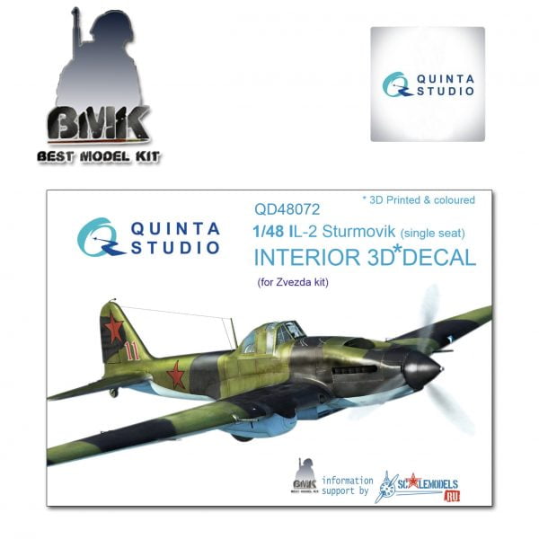 Il-2 Sturmovik Single Seat (for ZVEZDA) INTERIOR 3D* Decal 1/48