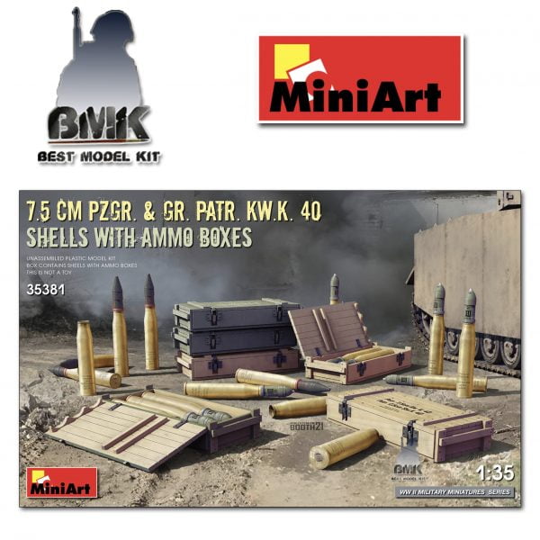7.5cm Pzgr. & Gr. Patr. Kw.K 40 Shells with Ammo Boxes