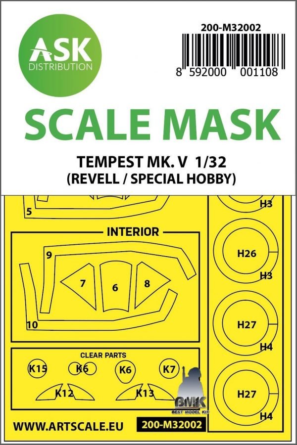 Hawker Tempest Mk.V Double Sided Mask 1/32 (Revell / Special Hobby)