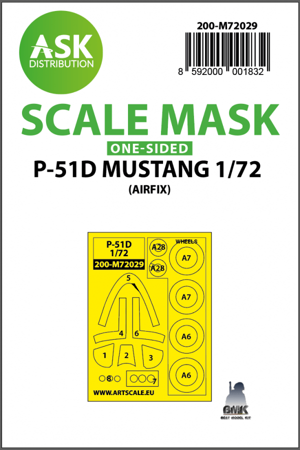 P-51D Mustang One Sided Mask 1/72 (Airfix)