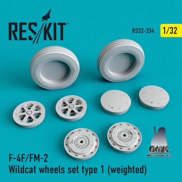 F-4F/FM-2 Wildcat (weighted) type 1 Wheels Set 1/32