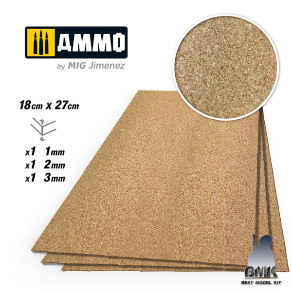 CREATE CORK Fine Grain Mix (1mm. 2mm and 3mm) – 1 pc each size