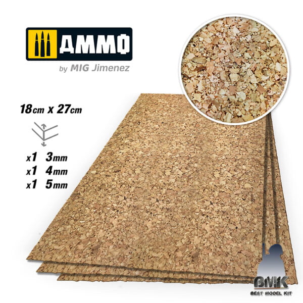CREATE CORK Thick Grain Mix (3mm. 4mm and 5mm) – 1 pc each size