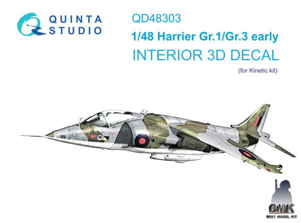 Harrier Gr.1/Gr.3 Early 3D-Printed & coloured Interior on decal paper (for Kinetic kit)