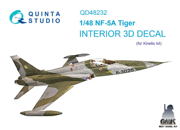 NF-5A 3D-Printed & coloured Interior on decal paper (for Kinetic kit)