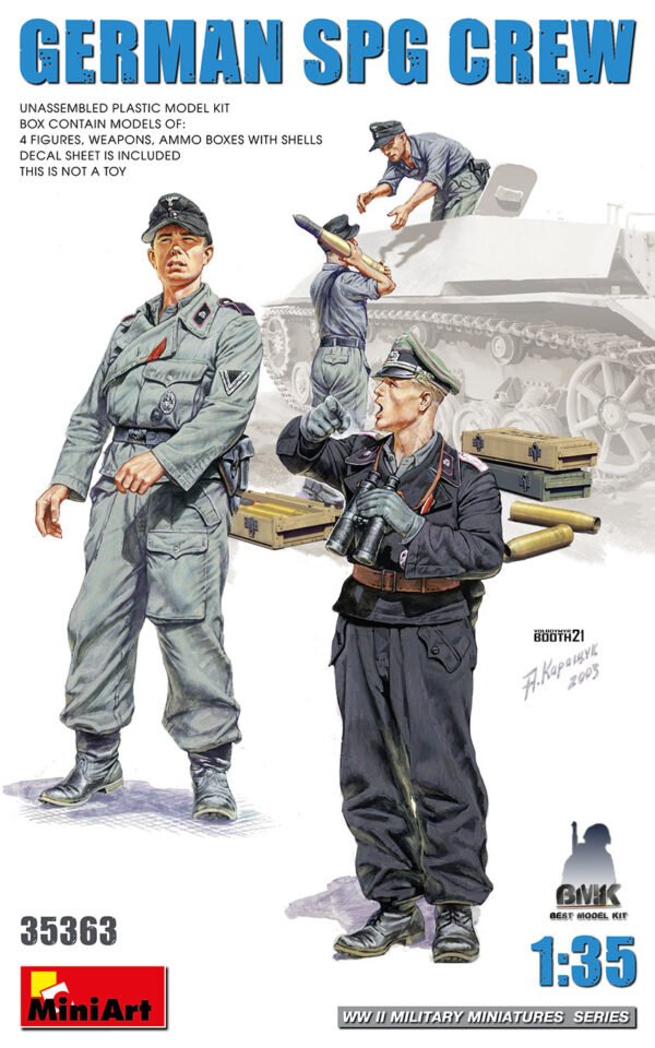 German SPG Crew  (4 Figs. Weapons, AMmo Box, Shells)